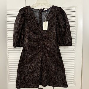 Brown/Black  Dress Universal Thread zippered back gathered front knee length